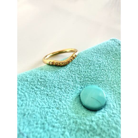 Tiffany & Co Elsa 18k Gold Peretti FANCY YELLOW Diamond Wedding Curved Band Ring - Picture 7 of 11